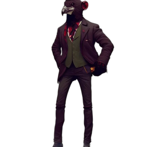 jacket, animal, hat, staff transparent PNG cut-out