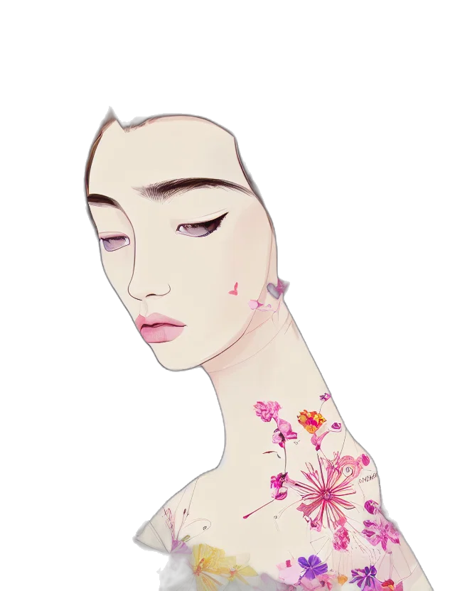 face, dress, flower, jewelry transparent PNG cut-out