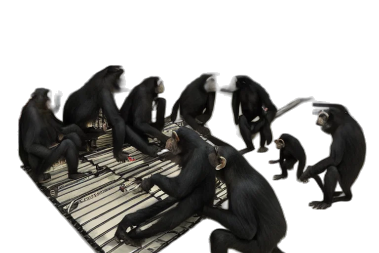 concept art, large, group, chimpanzees transparent PNG cut-out