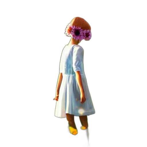 dress, staff, flower, mask transparent PNG cut-out