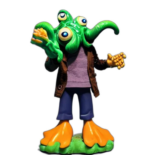 creature, staff, jacket, 3d render transparent PNG cut-out