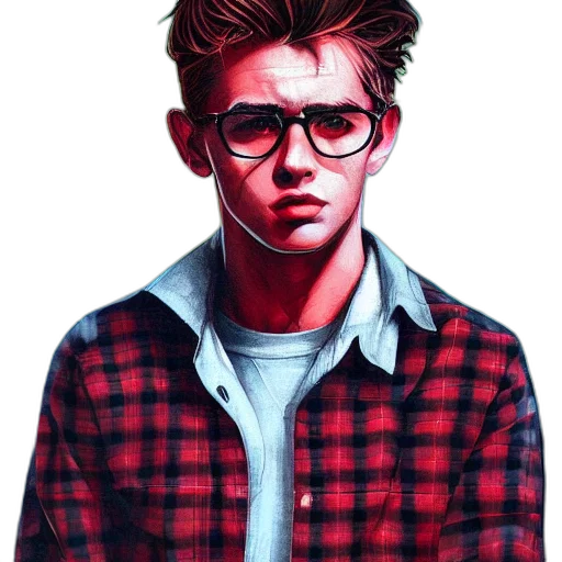 jacket, face, comic book art, photorealistic transparent PNG cut-out