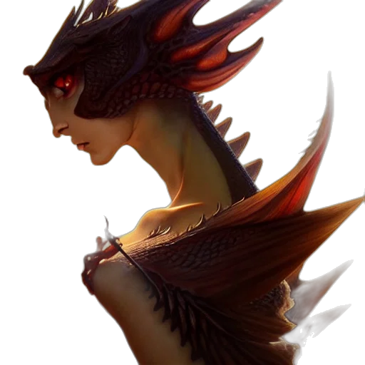 dragon, creature, staff, fantasy art transparent PNG cut-out