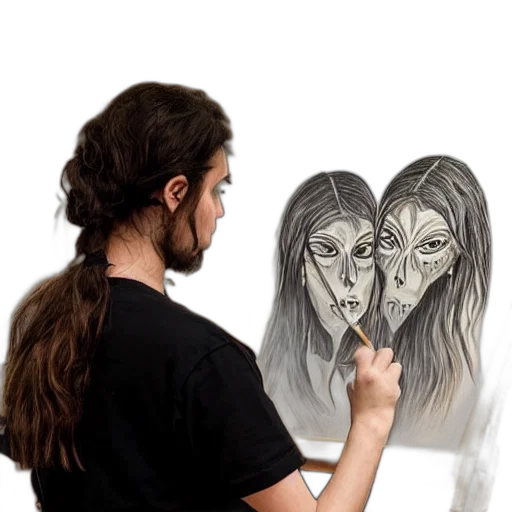 face, mask, photorealistic, oil painting transparent PNG cut-out