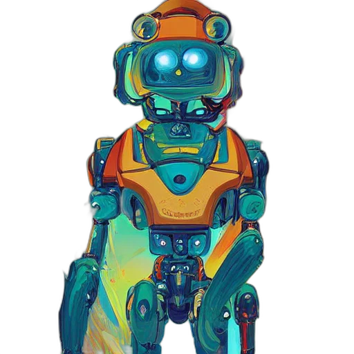 robot, concept art, pixel art, 3d render transparent PNG cut-out