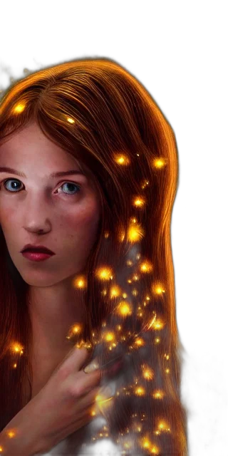 face, hair, crown, photorealistic transparent PNG cut-out