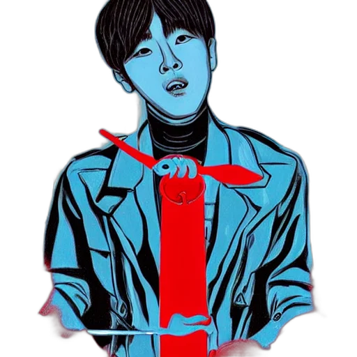 jacket, cartoon, comic book art, watercolor transparent PNG cut-out