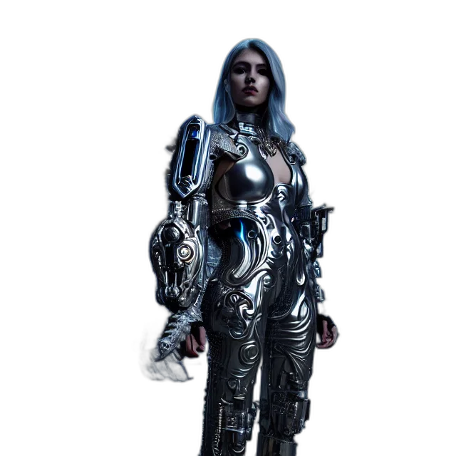 robot, staff, dress, sword transparent PNG cut-out