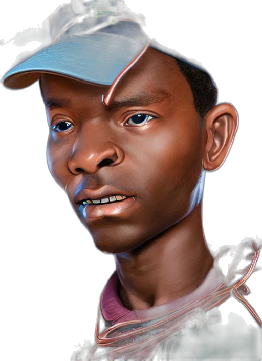 face, staff, hat, photorealistic transparent PNG cut-out