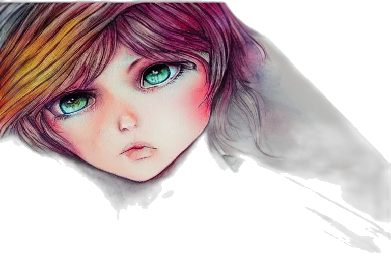face, watercolor, anime, photorealistic transparent PNG cut-out
