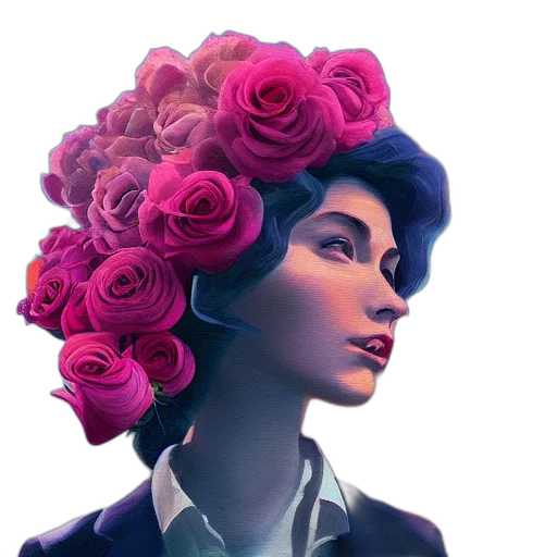 flower, crown, face, concept art transparent PNG cut-out