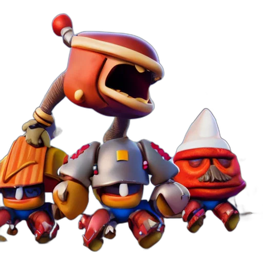robot, staff, concept art, 3d render transparent PNG cut-out