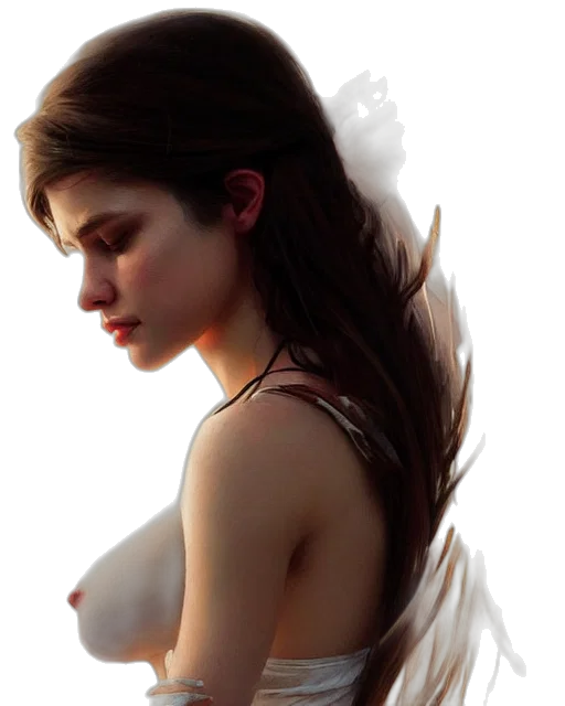 dress, face, photorealistic, fantasy art transparent PNG cut-out