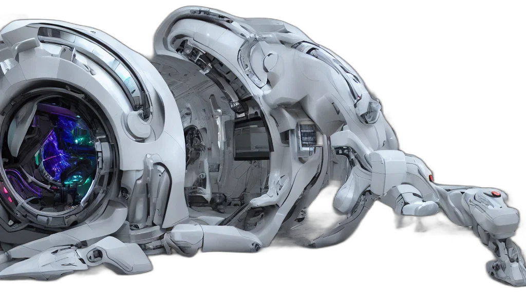 robot, weapon, 3d render, concept art transparent PNG cut-out