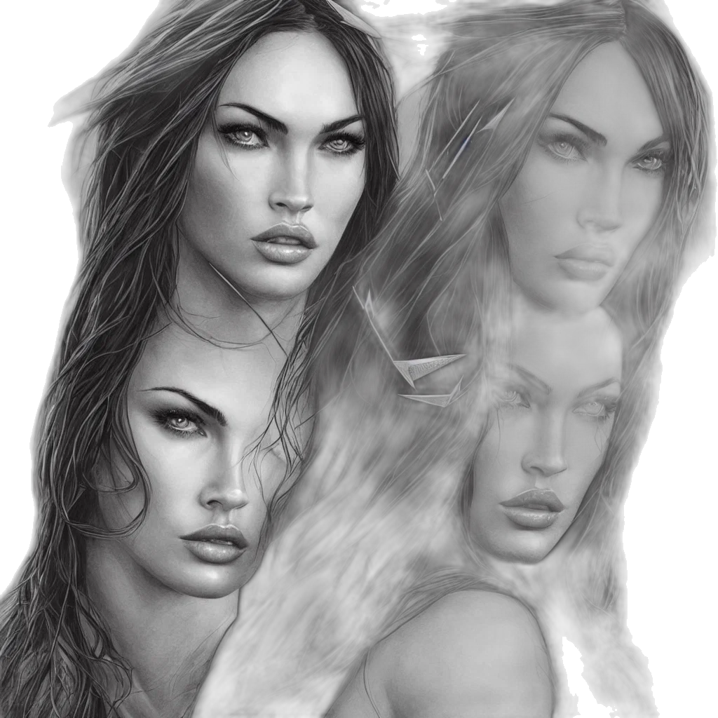 face, photorealistic, fantasy art, pencil sketch transparent PNG cut-out