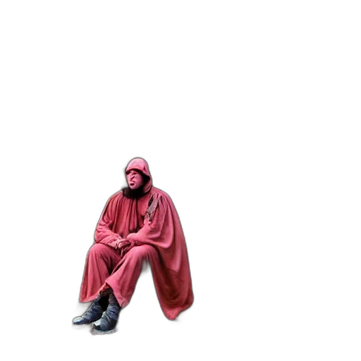 jacket, mask, creature, staff transparent PNG cut-out