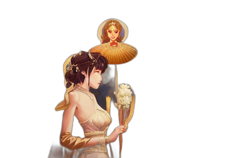 umbrella, staff, dress, crown transparent PNG cut-out