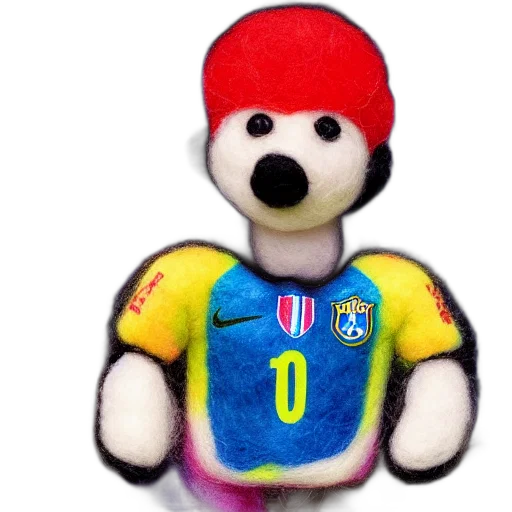 3d render, neymar, needle, felted transparent PNG cut-out