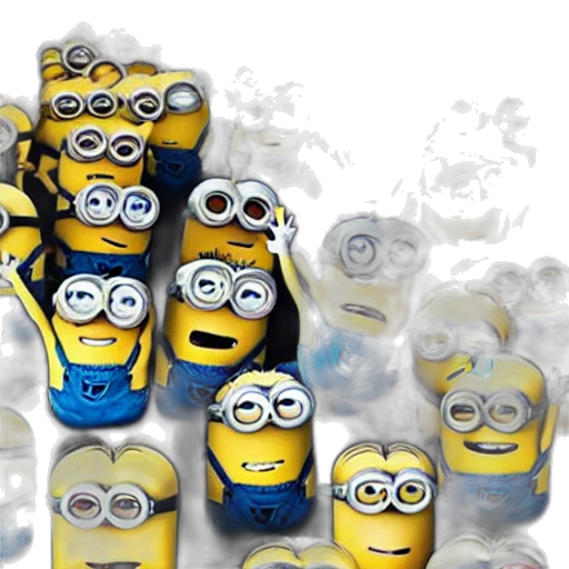 3d render, concept art, photorealistic, minions transparent PNG cut-out