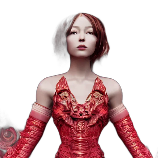 dress, robot, 3d render, concept art transparent PNG cut-out