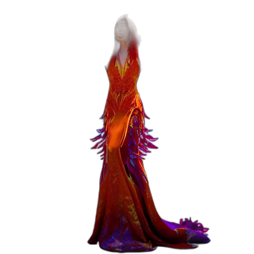 dress, dragon, hair, creature transparent PNG cut-out