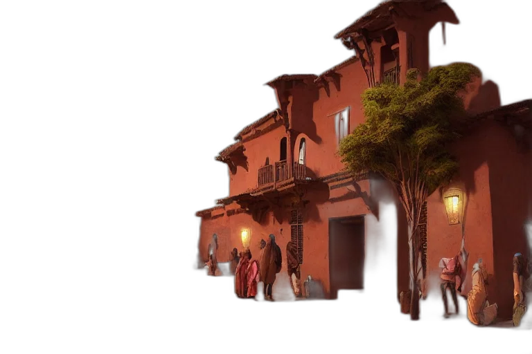 building, umbrella, concept art, 3d render transparent PNG cut-out