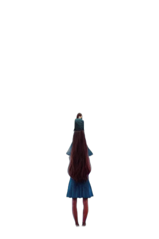 dress, hair, crown, staff transparent PNG cut-out