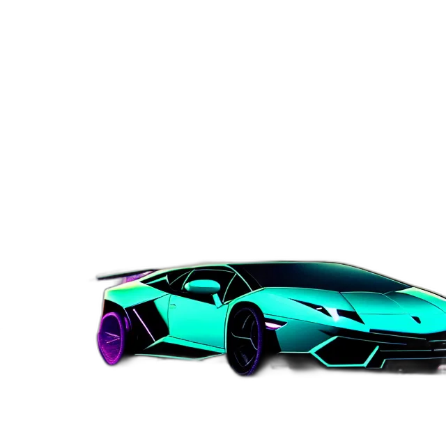 car, weapon, 3d render, vaporwave transparent PNG cut-out
