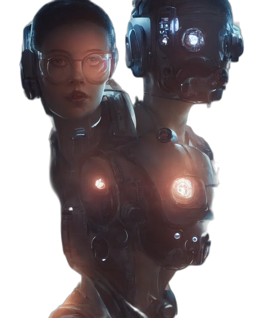 robot, face, jacket, dress transparent PNG cut-out
