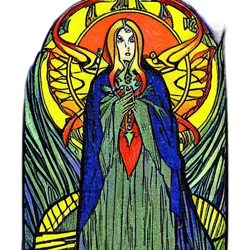 dress, staff, comic book art, fantasy art transparent PNG cut-out