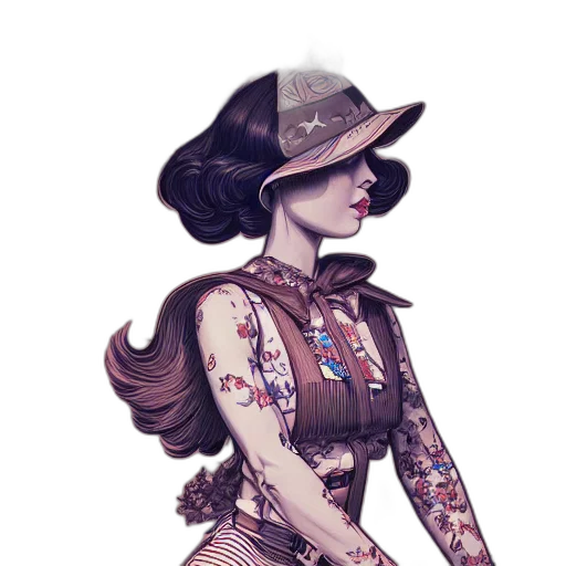 dress, hat, staff, jacket transparent PNG cut-out