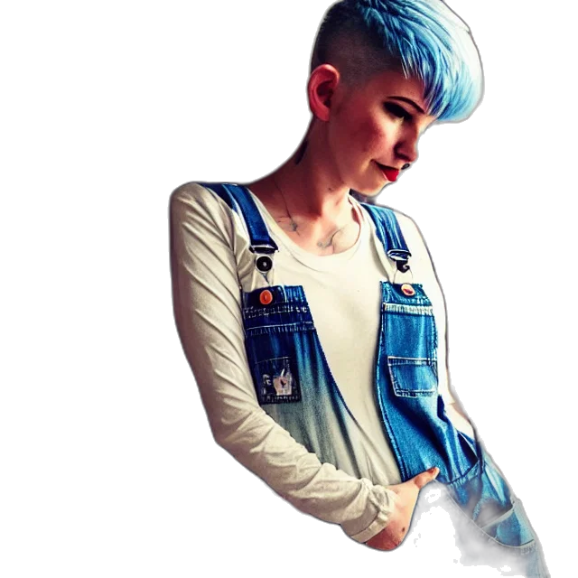 jacket, dress, staff, cyberpunk transparent PNG cut-out