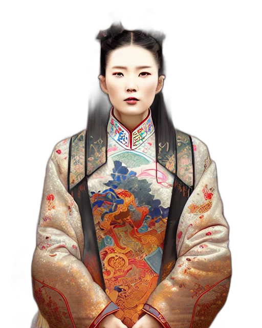 face, staff, dragon, dress transparent PNG cut-out