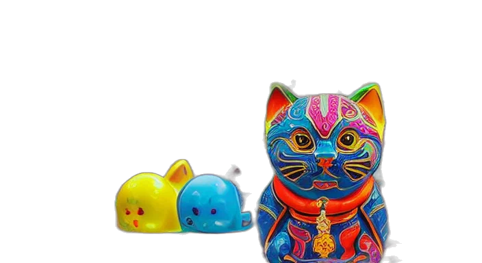 mask, 3d render, colourful, maneki transparent PNG cut-out