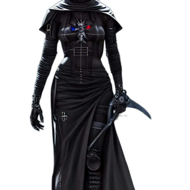 dress, staff, concept art, cyberpunk transparent PNG cut-out