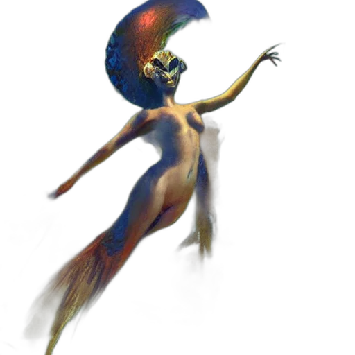 creature, staff, mask, dress transparent PNG cut-out
