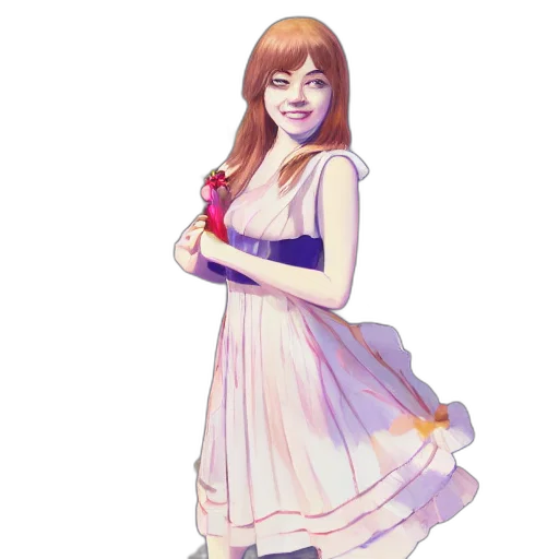 dress, staff, cartoon, anime transparent PNG cut-out