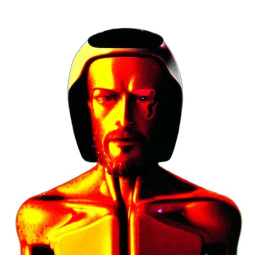 robot, face, staff, sword transparent PNG cut-out