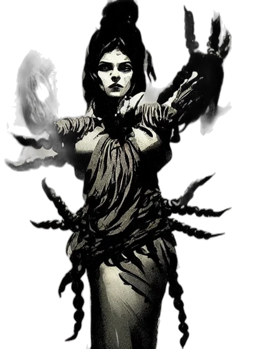 dress, staff, weapon, comic book art transparent PNG cut-out