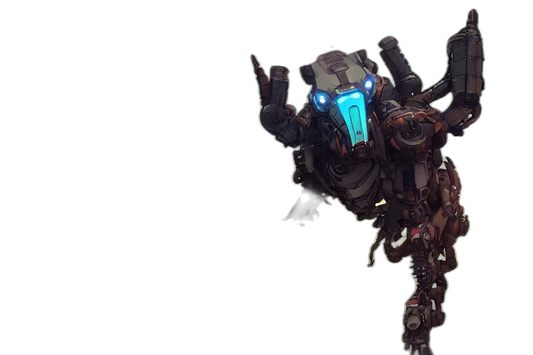 robot, weapon, concept art, 3d render transparent PNG cut-out