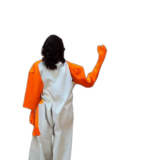dress, jacket, creature, staff transparent PNG cut-out