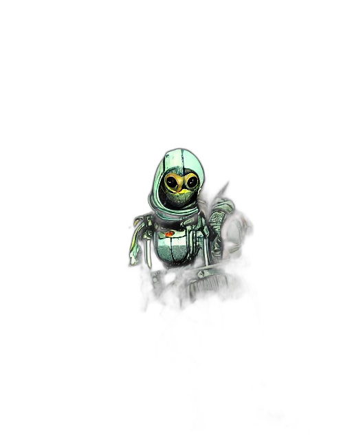 robot, mask, creature, staff transparent PNG cut-out