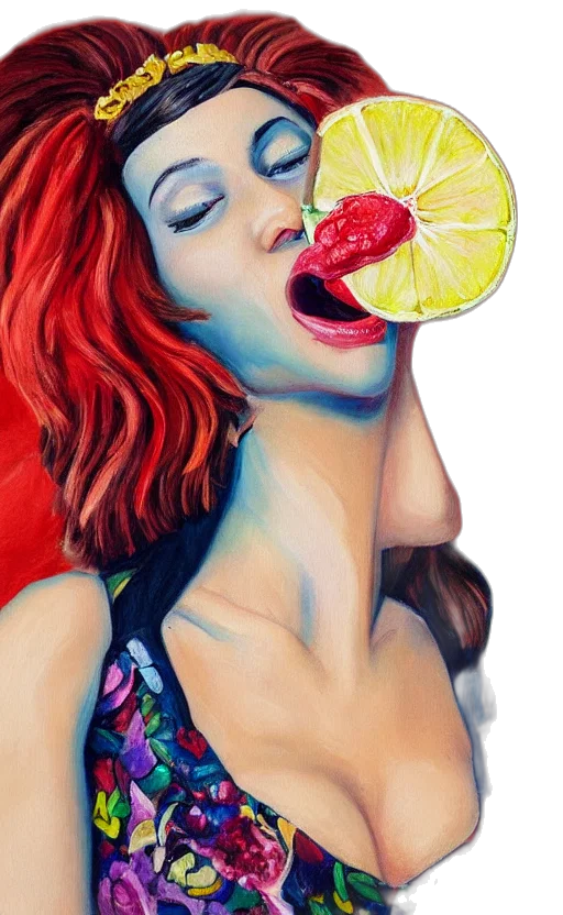 face, food, photorealistic, oil painting transparent PNG cut-out