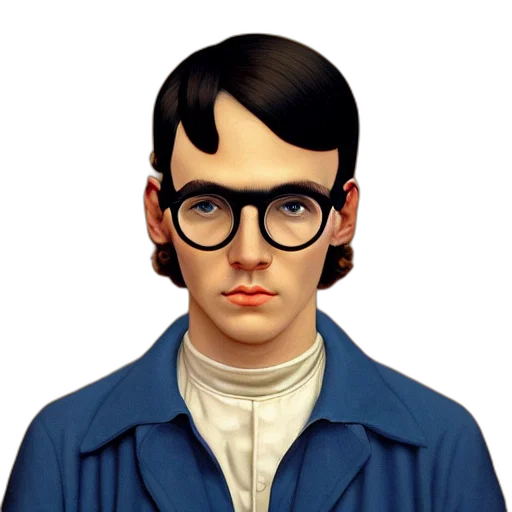 face, jacket, staff, photorealistic transparent PNG cut-out