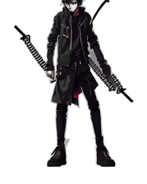 weapon, jacket, staff, concept art transparent PNG cut-out