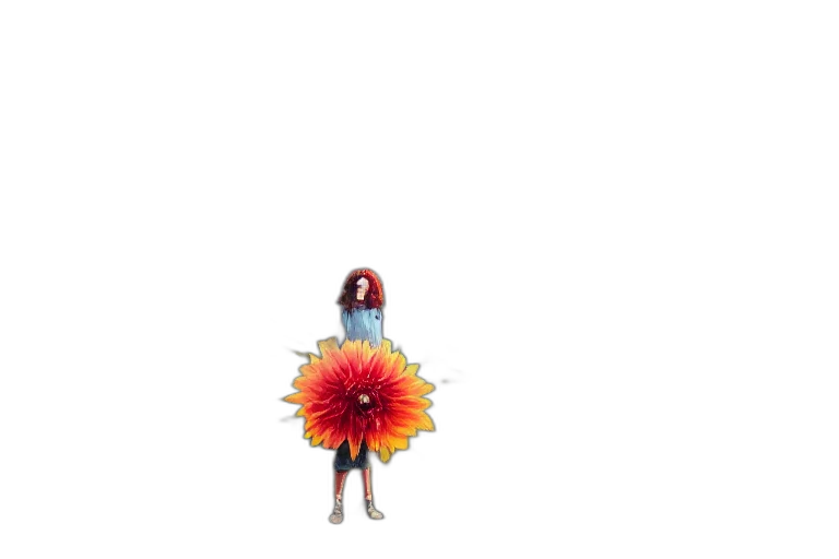flower, dress, hair, creature transparent PNG cut-out