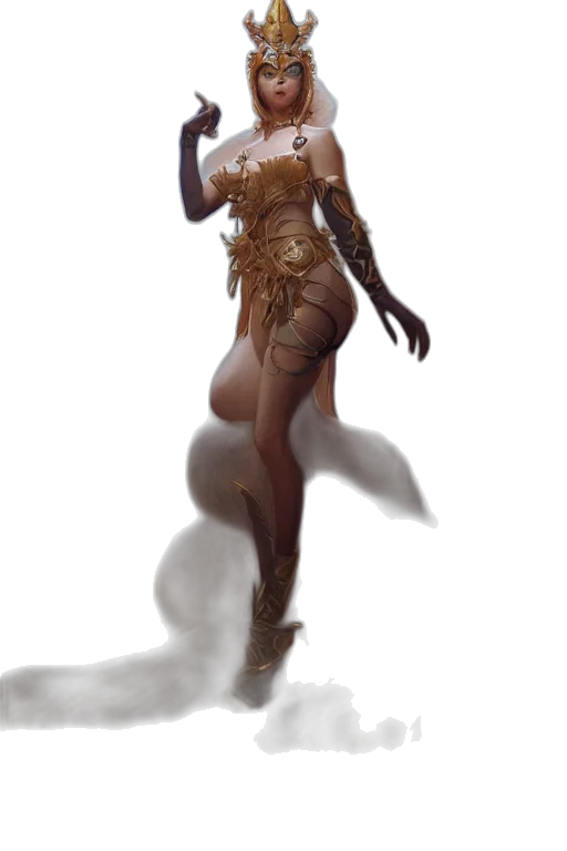 dress, creature, staff, concept art transparent PNG cut-out