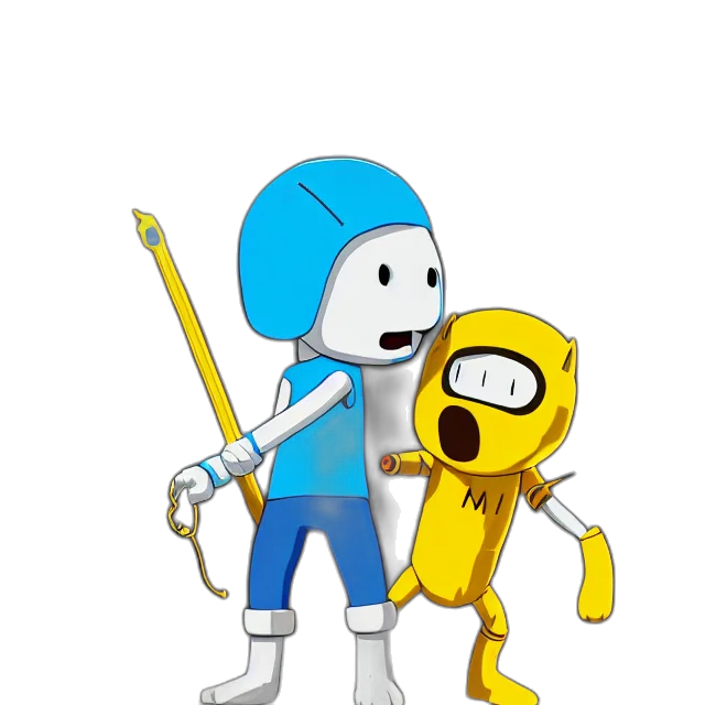 robot, staff, concept art, 3d render transparent PNG cut-out