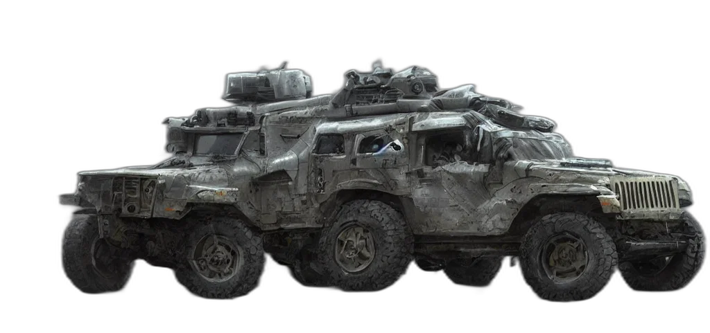 car, weapon, concept art, 3d render transparent PNG cut-out