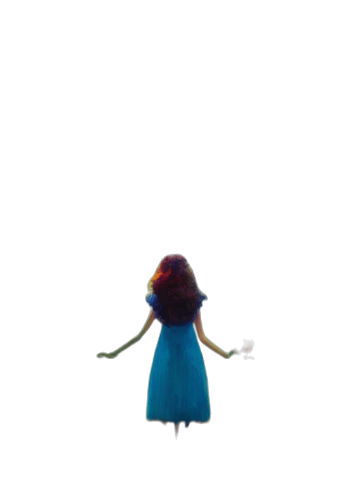 dress, hair, creature, staff transparent PNG cut-out
